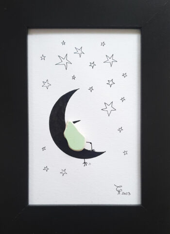 sea glass picture of tile and ink