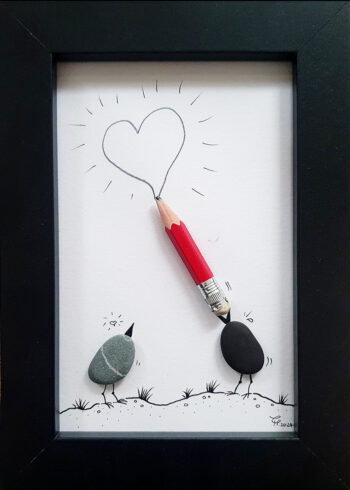 Meerglas-Märchen mit Strandsteinchen und Bleistiftstummel