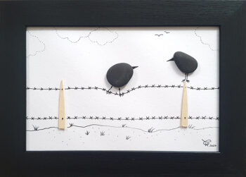 beach pebbles on wire illustration